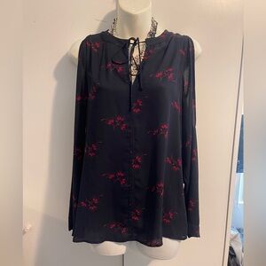 Loft Women’s black and white cold-shoulder blouse. Size S